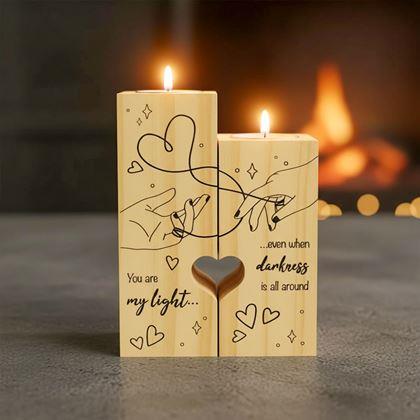 Obrazek z Drewniane świeczniki na tealighty dla par, 2 szt. - serce