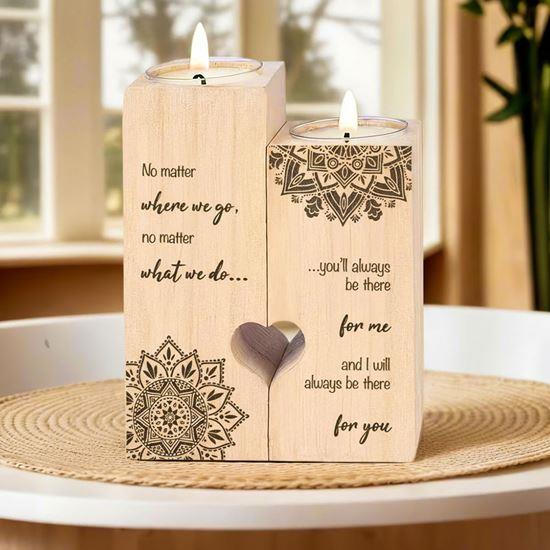 Obrazek z Drewniane świeczniki na tealighty dla par, 2 szt. - mandala