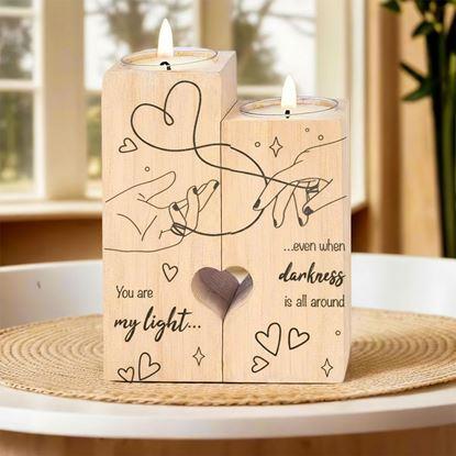 Obraz Drewniane świeczniki na tealighty dla par, 2 szt.