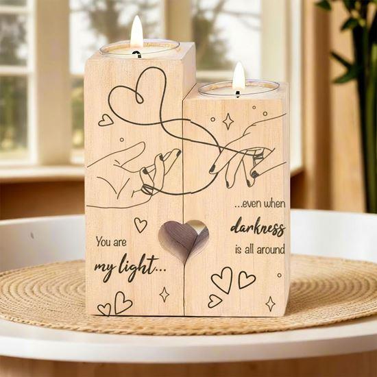 Obrazek z Drewniane świeczniki na tealighty dla par, 2 szt. - serce