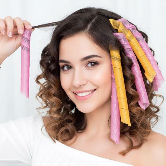 Obrazek z Spiralne wałki do włosów 50 cm – 20 sztuk + haczyk