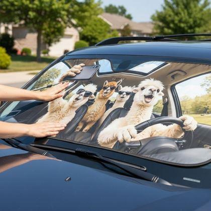 Obrazek z Osłona przeciwsłoneczna do samochodu z przyssawkami - lamy