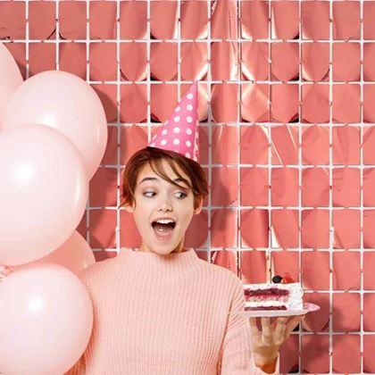 Obrazek z Kurtyna imprezowa prostokąty – różowo-złota