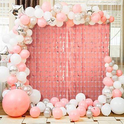 Obrazek z Kurtyna imprezowa prostokąty – różowo-złota