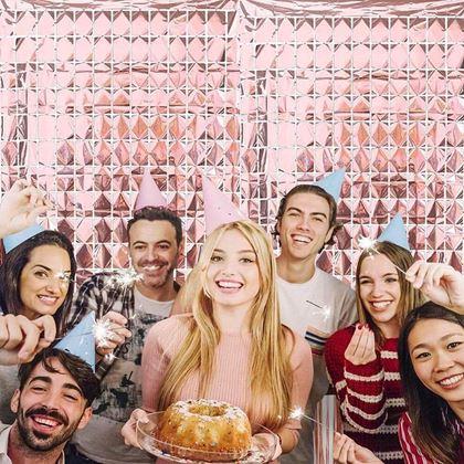 Obrazek z Kurtyna imprezowa prostokąty – różowo-złota