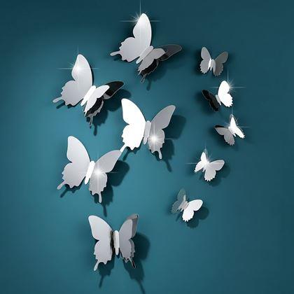Obrazek z Lustro motyl 12 szt. - srebrny