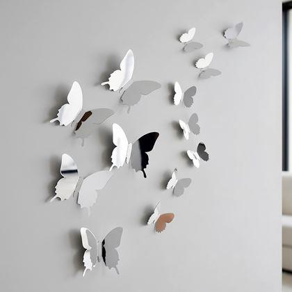 Obrazek z Lustro motyl 12 szt. - srebrny