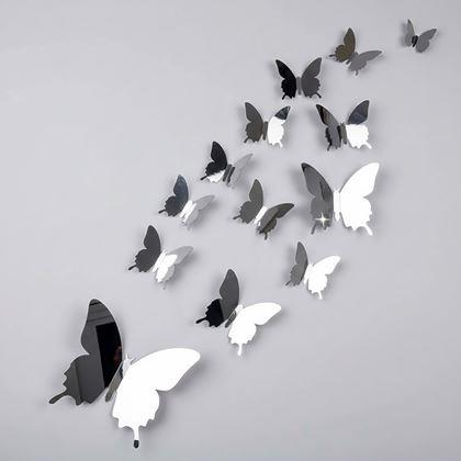 Obrazek z Lustro motyl 12 szt. - srebrny