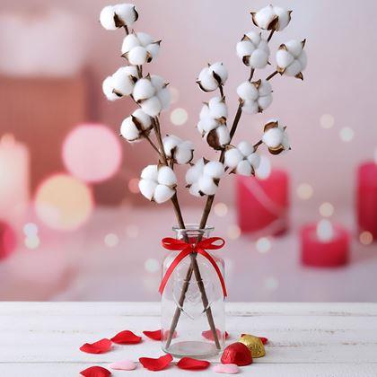 Obrazek z Sztuczna gałązka bawełny 50 cm