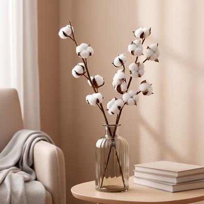 Obrazek z Sztuczna gałązka bawełny 50 cm