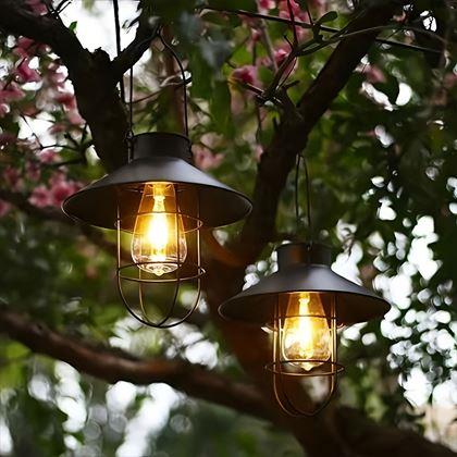 Obrazek z Solarny wiszący retro lampion ogrodowy