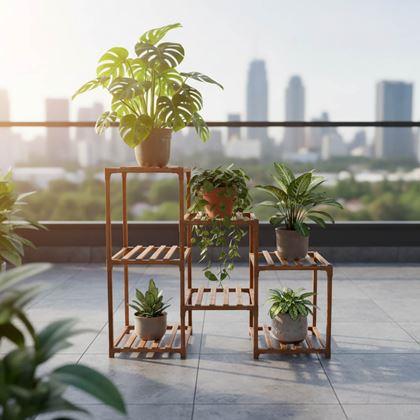 Obrazek z Drewniany stojak na kwiaty