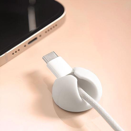 Obrazek z 5 szt. samoprzylepnych uchwytów na kable - biały