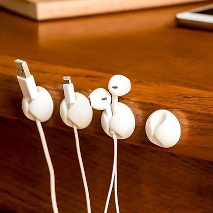 Obrazek z 5 szt. samoprzylepnych uchwytów na kable - biały