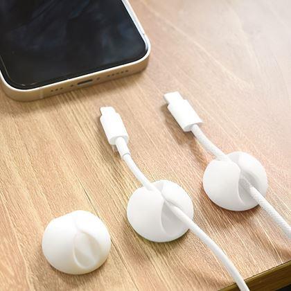 Obrazek z 5 szt. samoprzylepnych uchwytów na kable - biały