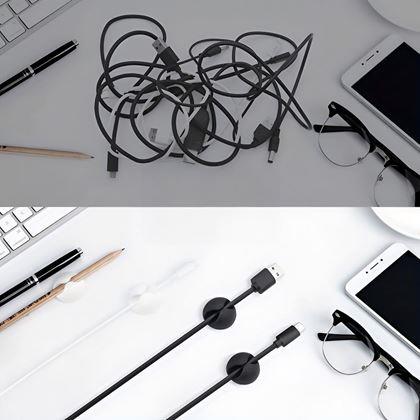 Obrazek z 5 szt. samoprzylepnych uchwytów na kable - czarny