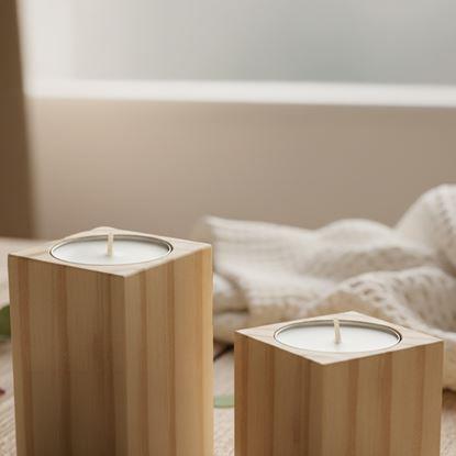 Obraz Drewniane świeczniki na tealighty dla par, 2 szt.