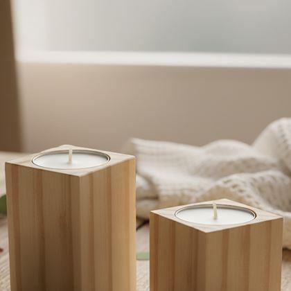 Obrazek z Drewniane świeczniki na tealighty dla par, 2 szt. - mandala