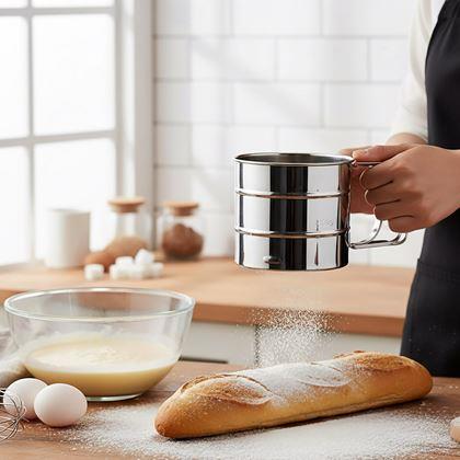 Obrazek z Sitko kuchenne ze stali nierdzewnej z miarką