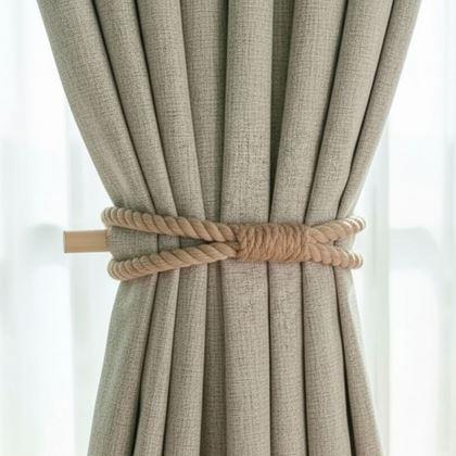 Obrazek z Dekoracyjna opaska na zasłony lina - brązowe