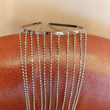 Obrazek z Ozdobna opaska z łańcuszkami z kryształkami
