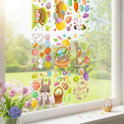 Obrazek z Duży zestaw wielkanocnych naklejek na okno 9 arkuszy