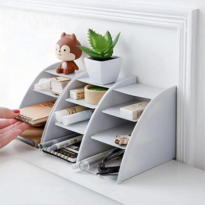 Obrazek z Organizer na biurko z przegródkami  -  jasnoszary