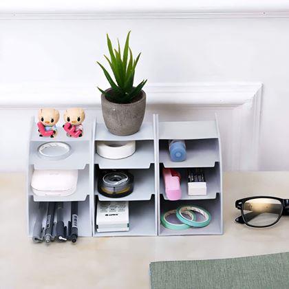 Obrazek z Organizer na biurko z przegródkami  -  jasnoszary