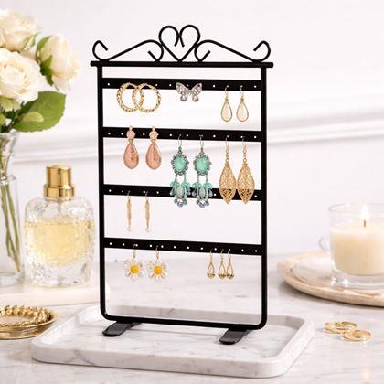 Obrazek z Stojak na biżuterię i kolczyki metalowy  -  czarny