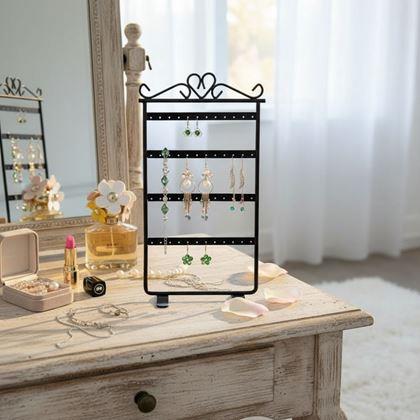 Obrazek z Stojak na biżuterię i kolczyki metalowy  -  czarny