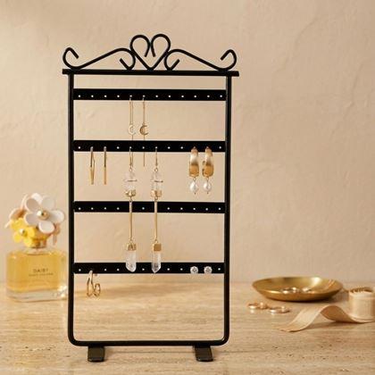 Obrazek z Stojak na biżuterię i kolczyki metalowy  -  czarny