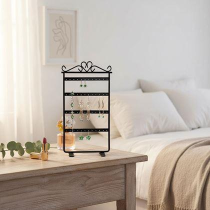 Obrazek z Stojak na biżuterię i kolczyki metalowy  -  czarny