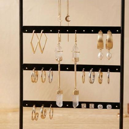 Obrazek z Stojak na biżuterię i kolczyki metalowy  -  czarny