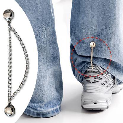 Obraz Magnetyczna klamra do skracania nogawek z łańcuszkiem – srebrna