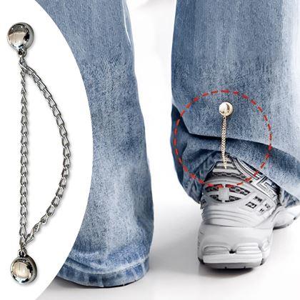 Obrazek z Magnetyczna klamra do skracania nogawek z łańcuszkiem – srebrna