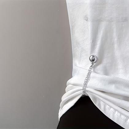 Obrazek z Magnetyczna klamra do skracania nogawek z łańcuszkiem – srebrna