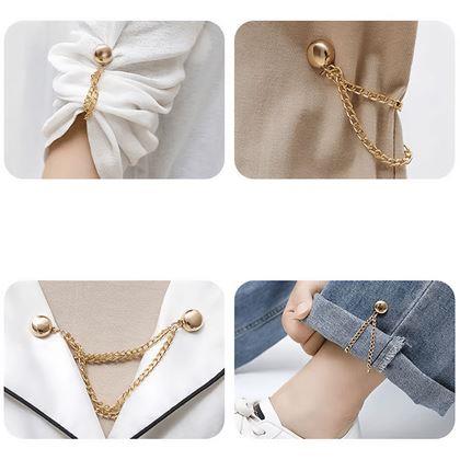 Obrazek z Magnetyczna klamra do skracania nogawek z łańcuszkiem – srebrna