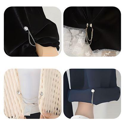 Obrazek z Magnetyczna klamra do skracania nogawek z łańcuszkiem – srebrna