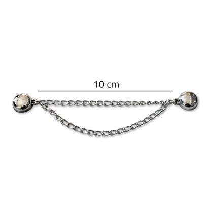 Obrazek z Magnetyczna klamra do skracania nogawek z łańcuszkiem – srebrna