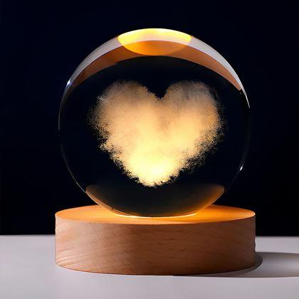Obrazek z LED świecąca szklana kula - serce