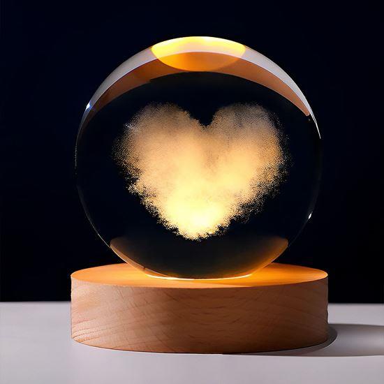 Obrazek z LED świecąca szklana kula - serce