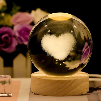 Obrazek z LED świecąca szklana kula - serce