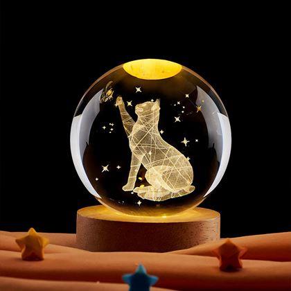 Obrazek z Szklana kula LED świecąca – kot