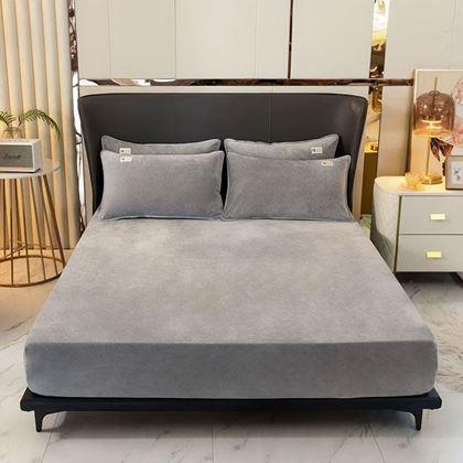 Obrazek z Prześcieradło z mikropluszu 180 x 200 cm  - jasnoszary