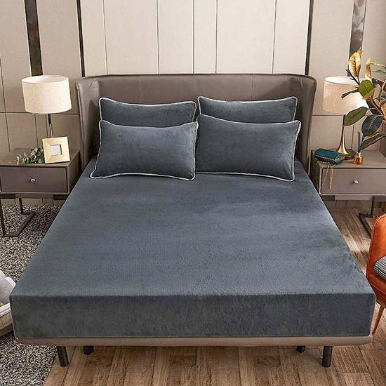 Obrazek z Prześcieradło z mikropluszu 180 x 200 cm  - ciemnoszary