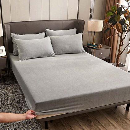 Obrazek z Prześcieradło z mikropluszu 90 x 200 cm  - jasnoszary