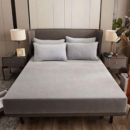 Obrazek z Prześcieradło z mikropluszu 90 x 200 cm  - jasnoszary