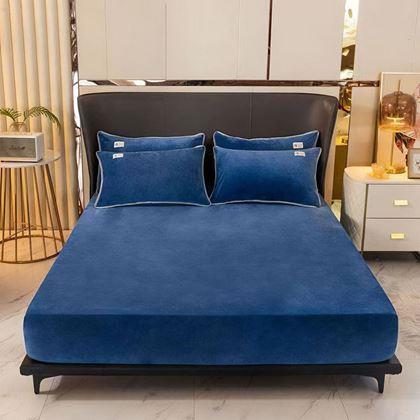 Obrazek z Prześcieradło z mikropluszu 90 x 200 cm  - ciemnoniebieski