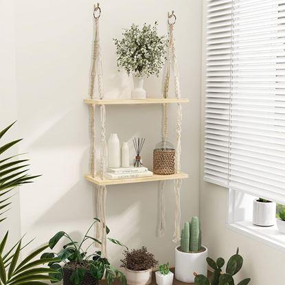 Obraz Wisząca półka makramowa, 2 poziomy