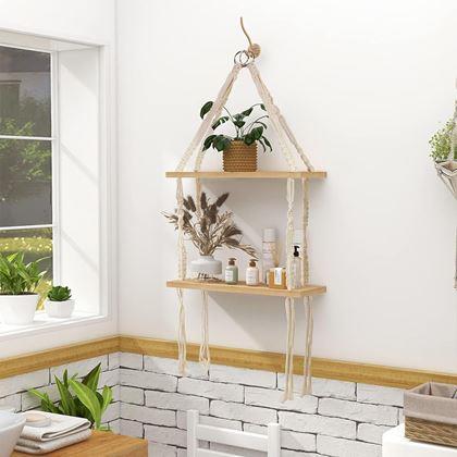 Obrazek z Wisząca półka makramowa, 2 poziomy